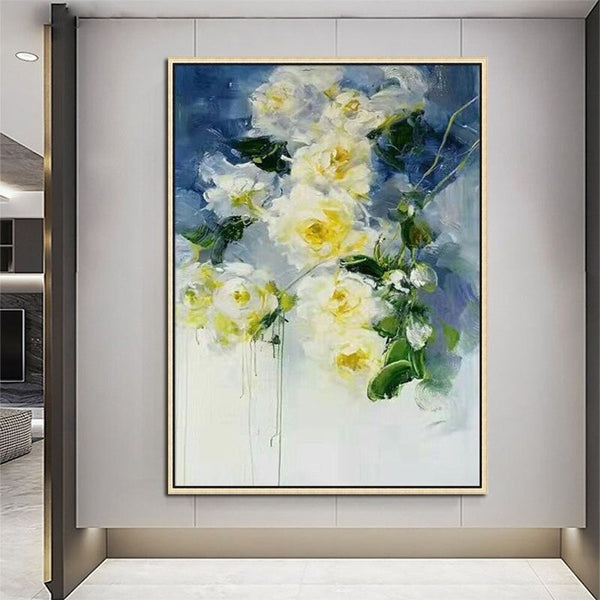 Hand Painted Oil Painting Palette Knife Flowers Abstract Thick Acrylic Wall Canvas Room Decoration Art