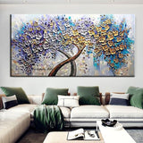 Hand Painted Knife Tree Oil Painting Modern Abstract On Canvas Landscape