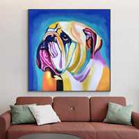 size Hand Painted Oil Painting bulldog Pet Wall paintingative Painting