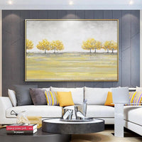 Hand Painted Oil Painting Gold Trees Fall Art Abstract Landscape Wall Paintings Canvas Art Wall