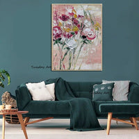 Hand Painted Oil Painting Palette Knife Classical Flowers Item Textured Acrylic Canvas Entrance