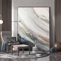 Beautiful Gold Foil Line Abstract For Home Wall Decoration Pure Hand Painted Acrylic Bedroom