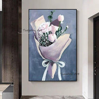 Oil Painting Classical Flower Bunch Hand Painted Wall Decorative Item Textured Acrylic Canvas