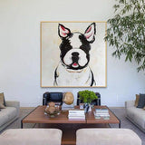 Hand Painted Abstract Oil Painting Cute Dog Canvas Modern Animal Minimalist