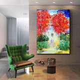 Hand Painted Oil Painting Winter Trees Have Special Colored Trees Abstract Modern