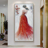 Hand Painted Beautiful Girl Dress Oil Painting Canvas Original Painting For Decor As