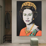 Hand PaintedQueen Elizabeth II Canvas Hand Painted Oil Paintings Andy Warhol Wall Arts