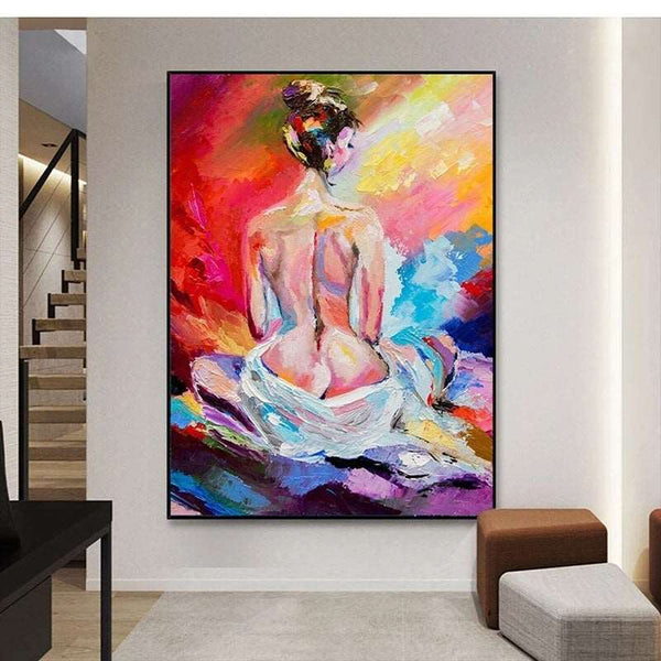 Abstract Colorful Nude Women Art Hand Painted Oil Painting Canvas On The Wall Wall Decor For Living Room Bedroom Home