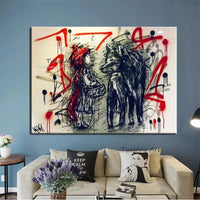 Hand Painted Modern Oil Paintings Graffiti Art Street Pop Art Canvas Painting Wall Art Cuadros