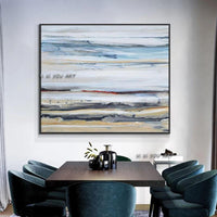 Hand Painted Abstract Sea Painting On Canvas Beautiful Modern Seascape Wall Art For