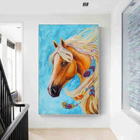 Hand Painted Elegant Horse on Canvas Modern Abstract Animal Animal Oil Painting Decor