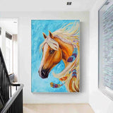 Hand Painted Elegant Horse on Canvas Modern Abstract Animal Animal Oil Painting Decor