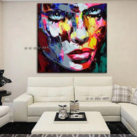 Modern Francoise Pop Street Art People Face Painting Hand Painted Knife On Canvas