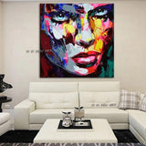 Modern Francoise Pop Street Art People Face Painting Hand Painted Knife On Canvas