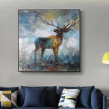 Beautiful Wall Art Hand Painted Modern Abstract Deer Acrylic Oil Painting Abstract Reindeer