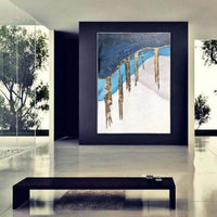 Blue Abstract Wall Art On Canvas Modern Hand Painted Oil Painting Hallway Free Shipping