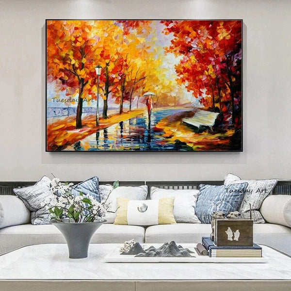 Hand Painted Coloring Painting Modern Abstract Knife Oil Painting on Canvas