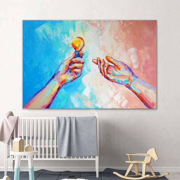 Graffiti Romantic Hand in Hand Lovers Canvas Hand Painted Oil Painting Abstract Wall Art Poster Fashion for Room