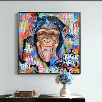 Hand Painted Oil Painting Modern Street Art Cartoon Gorilla Animals Abstracts Children's Room Decor