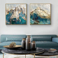 Hand Painted Mountain View Abstract On Canvas Modern