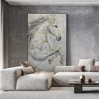 Hand Painted Abstract Wall Art Horse Minimalist Decorative Modern On Canvas