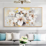 Flower Hand Painted white flower painting Wall Canvas Painting Hand Painted Artwork