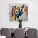 Hand Painted Abstract Wall Art Horse Minimalist Modern On Canvas Decorative