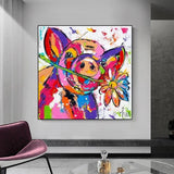 Hand Painted Colorful Pig painting Baby Room decoration Animal Wall Art Graffiti for Kids Room