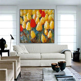 Hand Painted Modern Abstract Romantic Flower Tulip Canvas Painting Hanging Painting