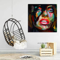 Hand Painted Human Portrait Modern Abstract Colorfuls Fashion Wall Art Lady On Canvas