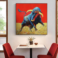 Hand Painted Cool Cow For Home Abstract Animal Posters Modern Canvas Painting Wall Art Decoration