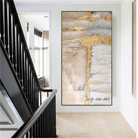 Hand Painted Abstract Gold Foil Craft Oil Canvas Painting Modern Light Luxury Corridor Wall