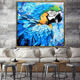 Hand Painted Oil Painting Knife Paintings Modern Animal Parrot Abstract Mural Arts