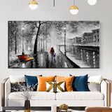 Oil Painting Hand Painted Modern Abstract Palette Knife Black And White Street View Canvas Landscape