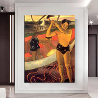 Hand Painted Paul Gauguin Oil Paintings Axe Man Retro Classic Abstracts Aisle Decor