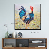 Hand Painted Art Oil Painting Canvas Animals Chicken Abstract Wall Art Home Children's Room Decoration