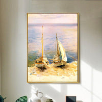 Boat Scenery Oil Painting Hand Painted On Canvas Unique Home Decor Landscape Abstract