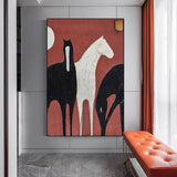 Home Decor Wall Art Black White Horse Animal On Canvas Wall Paintings Bedroom