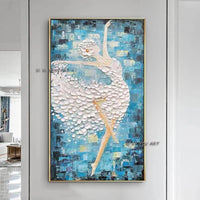 Palette Knife Abstract Paintings Hand Painted Girl Dancing Ballet Decoration Wall Canvas Art