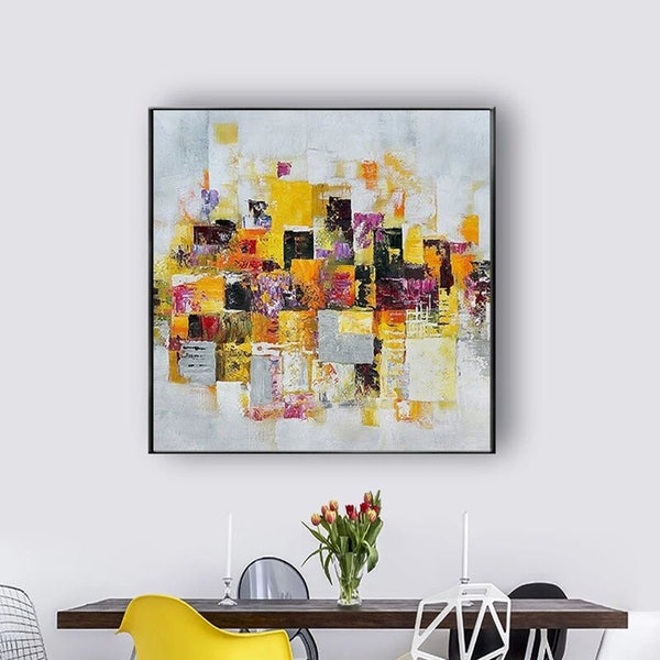 Artwork Hand Painted Oil Painting Modern Abstract Color Block For Living