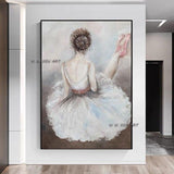 Hand Painted Ballet Dancer Girl Pure Hand Painted Sexy Lady Artwork Wall Canvas Art For Bedroom Decor