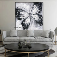 Hand Painted Oil Painting Animal Modern Dark Butterfly Abstract