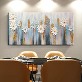 Hand Painted Oil Paintings Modern Abstract Palette Knife White Flowers Canvas Painting Room Decoration