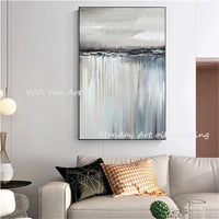 Abstract Painting Hand Painted Contemporary Art Gray Vertical Textured Design Artwork wall pictures