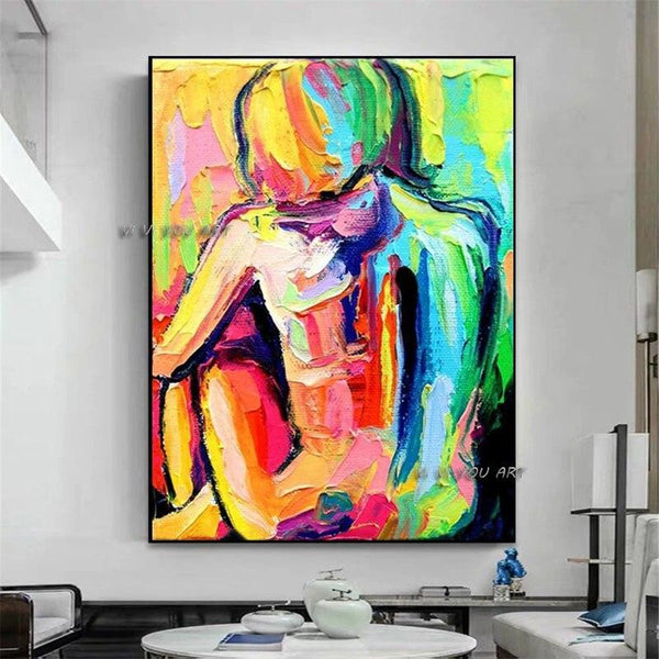 Hand Painted nude Modern colorful girl on Canvas Hand Painted wall art pictures bedroom