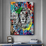 Hand Painted Oil Painting Lion Street Art Animals Home Wall