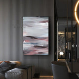 Hand Painted Modern Abstract Oil Painting On Canvas In Pink Gray ative Mural