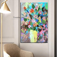 Art Oil Paintings Modern Hand Painted Landscape Abstract Colorful Knife Flowerss Unframed