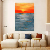 Hand Painted Classic Seascape Sunrise Abstract Oil Painting Canvas Room Modern Decorative