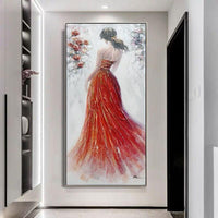 Hand Painted Beautiful Girl Dress Oil Painting Canvas Original Painting For Decor As